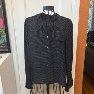 Willi Smith Black and White Polka Dot Button Down Shirt-Sz 12